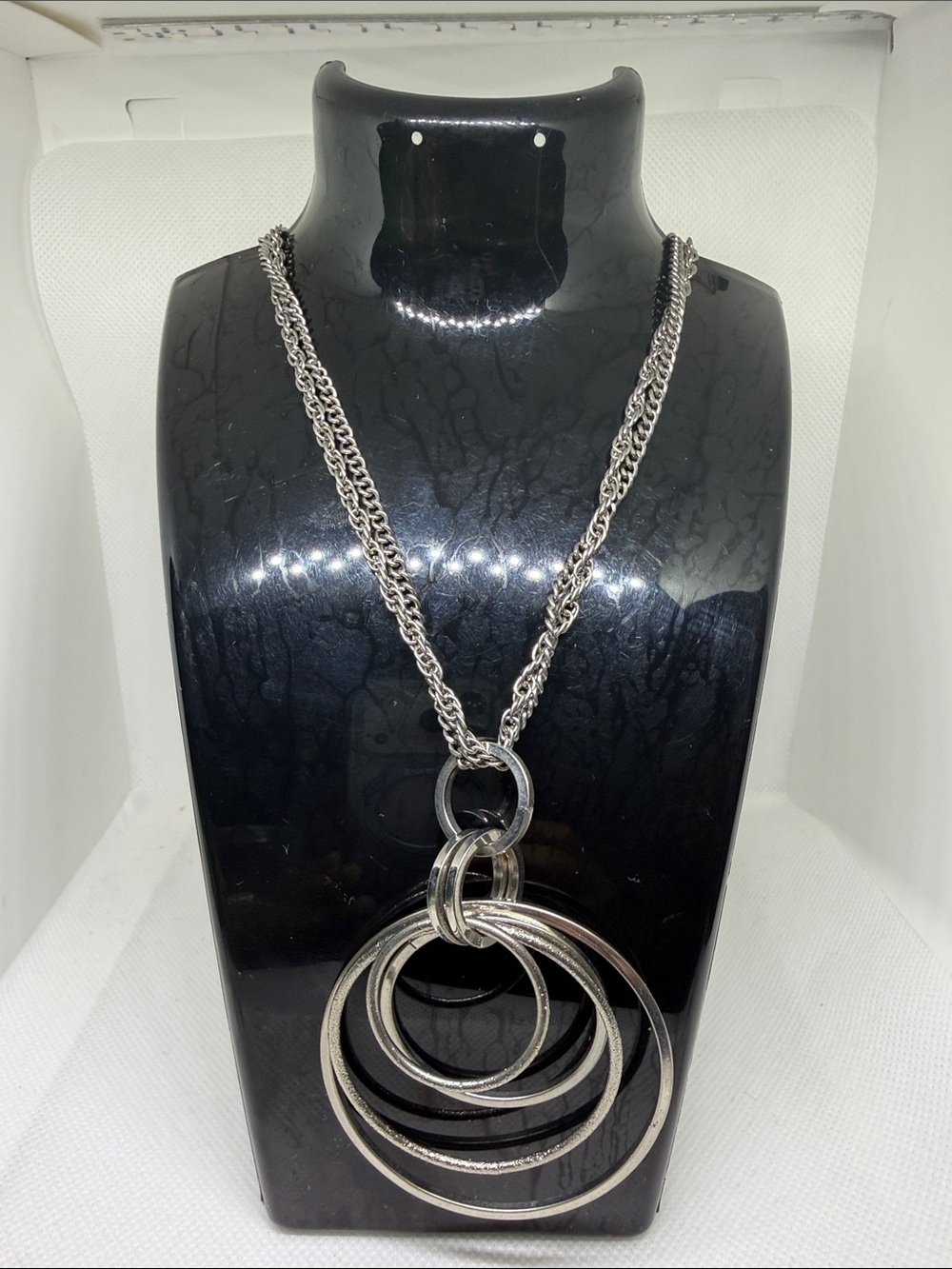Silver Multi-Ring Pendant Necklace - Women Jewelry